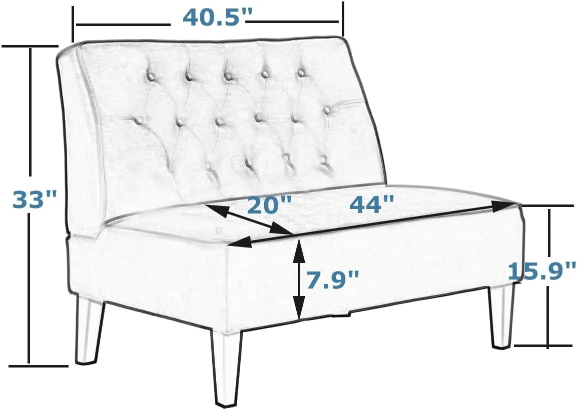 annjoe Button Tufted Loveseat Settee Upholstered Sofa Backrest Buckle Couch Banquette Bench for Dining Room Living Room Bedroom Funiture