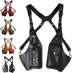 Anti-Theft Bag with Shoulder Harness, Leather Adjustable Underarm Double Shoulder Bag For Men Hidden Anti-Theft Wallet