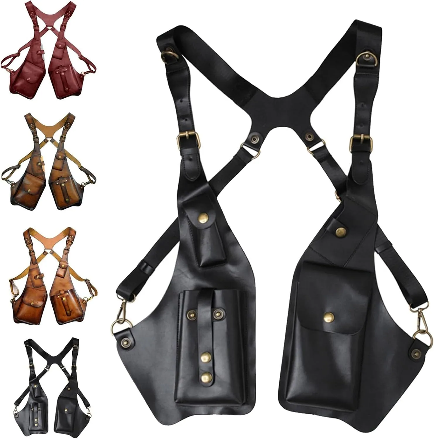 Anti-Theft Bag with Shoulder Harness, Leather Adjustable Underarm Double Shoulder Bag For Men Hidden Anti-Theft Wallet