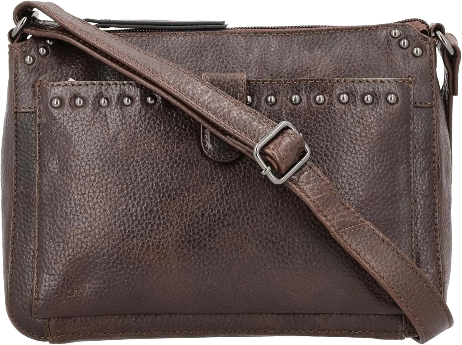 Anti-Theft Leah Buffalo Leather Sling Crossbody Handbag with Locking Zippers