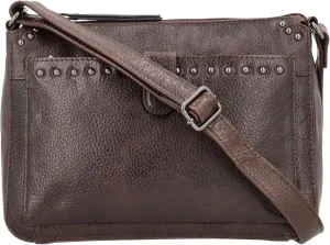 Anti-Theft Leah Buffalo Leather Sling Crossbody Handbag with Locking Zippers