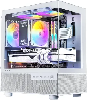 Aqua 3, Micro ATX Case, MATX PC Case with 3 X 120mm 3-Pin ARGB Fan Pre-Installed, Panoramic View Tempered Glass Front & Side Panel, with Type C Port, White