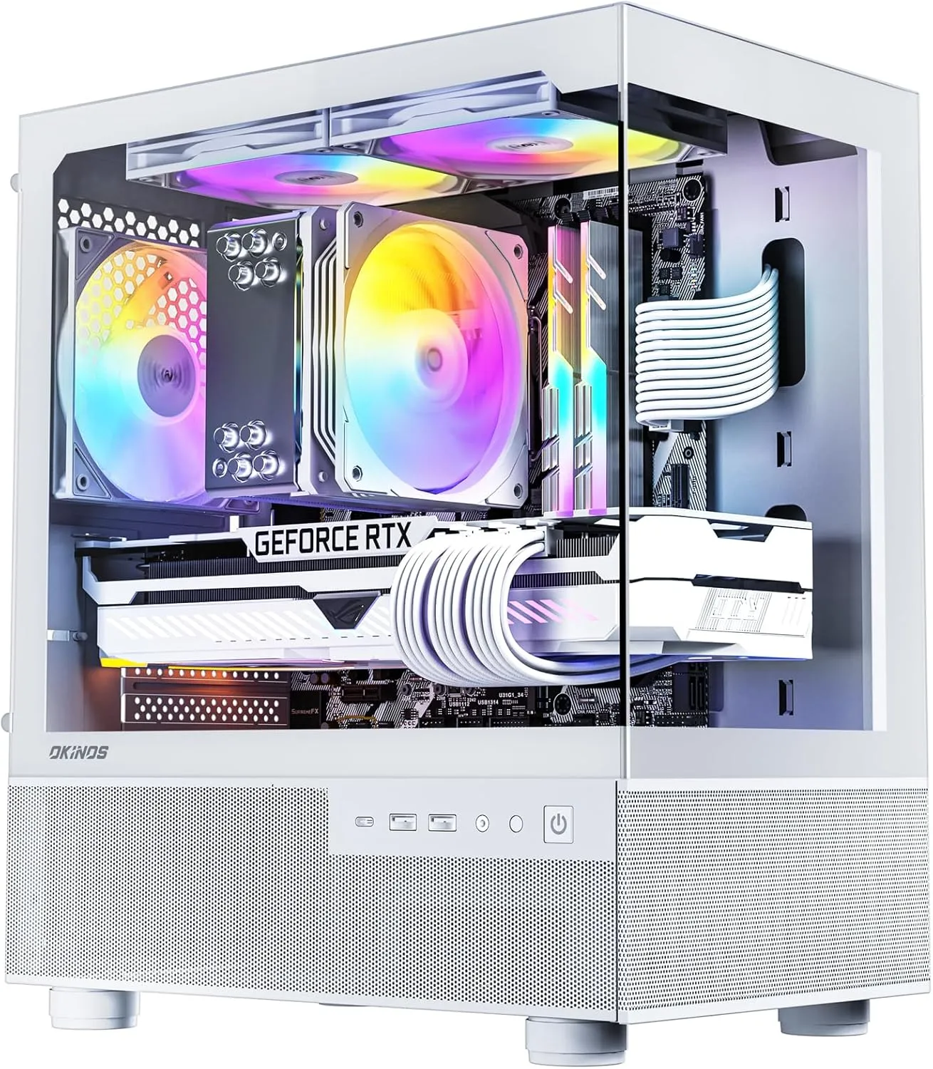 Aqua 3, Micro ATX Case, MATX PC Case with 3 X 120mm 3-Pin ARGB Fan Pre-Installed, Panoramic View Tempered Glass Front & Side Panel, with Type C Port, White