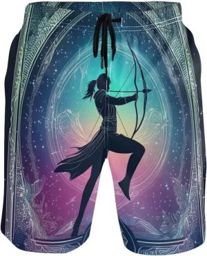Archer Neon Mystery Tarot Cards Mens Shorts 2 Layer Mens Shorts with Compression 8”/ 9” Long XL Size Beach Volleyball