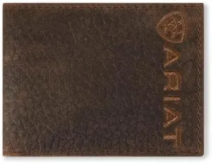 ARIAT Men's Large Logo Bull Hide Leather Bifold Wallet