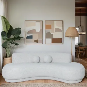 Armen living Oakland 97.5 in. 3-Seater Sofa in Ivory Fabric with Oval Seat