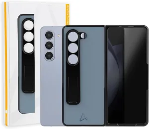 ARMOR Leather Case for Samsung Galaxy Z Fold 5 (Haze Blue with Privacy Guard Screen Protector)