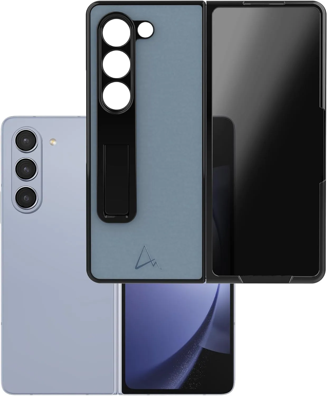 ARMOR Leather Case for Samsung Galaxy Z Fold 5 (Haze Blue with Privacy Guard Screen Protector)