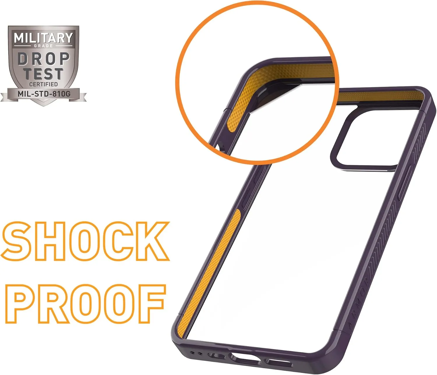 ARMOR Signature Case for iPhone 14 Pro (Shadow Purple with Orange Tape)
