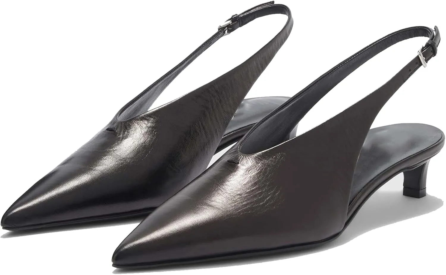 Arqa Kitten Heels Pumps for Women Closed Pointed Toe Slingback 1.18 in Heels with Buckle Dress Shoes for Dating Party Working