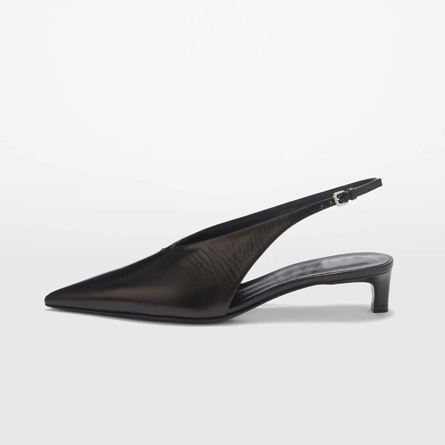 Arqa Kitten Heels Pumps for Women Closed Pointed Toe Slingback 1.18 in Heels with Buckle Dress Shoes for Dating Party Working