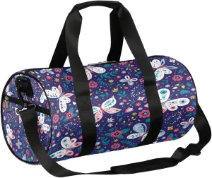 Artistic Butterfly Sports Gym Bag Duffel Bags Workout Lightweight Shoulder Weekender Bag Travel Duffel Bag for Men Women(Flowers)