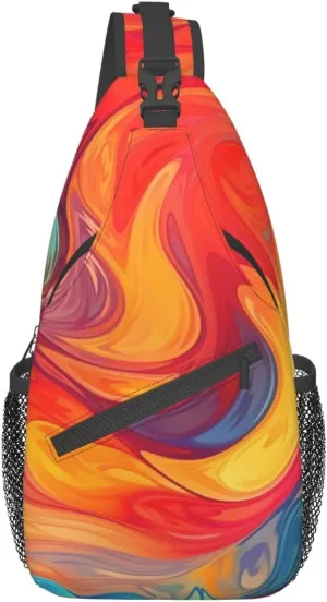 Artistic effect colorful Sling Bag For Women and Men Crossbody Bag Small Chest Bag Travel Backpack Casual Daypack