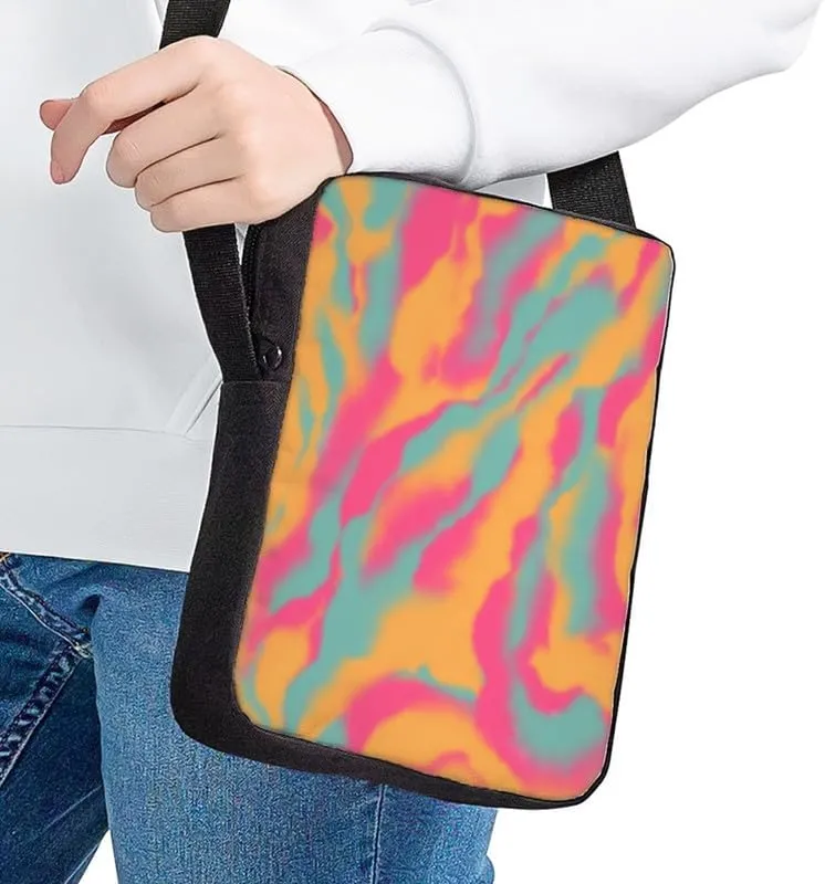 Artistic Fluid Painting Sling Backpack Oil Paintings Phone Purse Abstract Art Polyester Fashion Wallet Bag for Women with Adjustable Shoulder Strap