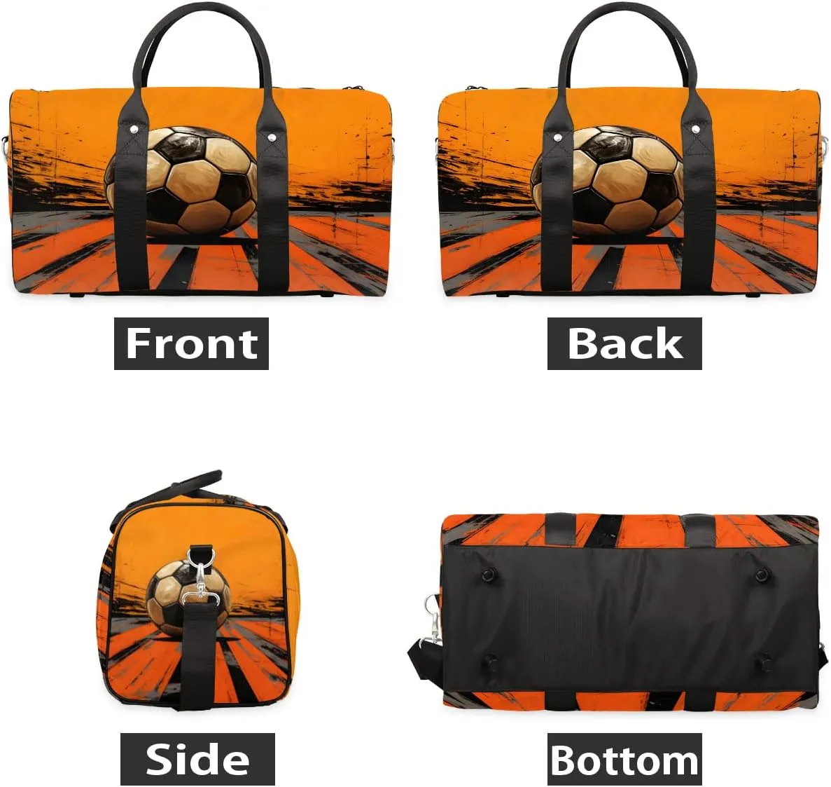 Artistic Soccer Travel Duffel Bag for Women Men Waterproof Foldable Overnight Weekender Bag Large Capacity Sports Gym Bag