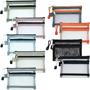 Aswewamt 9Pcs Small Zipper Mesh Bags, 5.7" x 4.3" Double Layer Nylon Key Holder Cosmetic Pouch Portable Travel Makeup Cosmetic Mesh Zipper Bags for Purse Lipstick Earphone Keys Cards