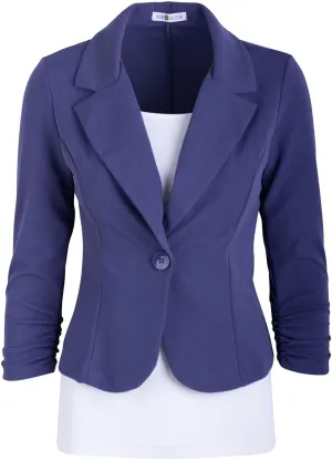 Auliné Collection Women's Casual Work Solid Color Knit Blazer