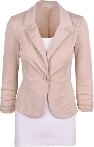 Auliné Collection Women's Casual Work Solid Color Knit Blazer