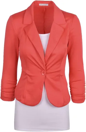 Auliné Collection Women's Casual Work Solid Color Knit Blazer