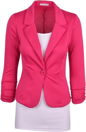 Auliné Collection Women's Casual Work Solid Color Knit Blazer
