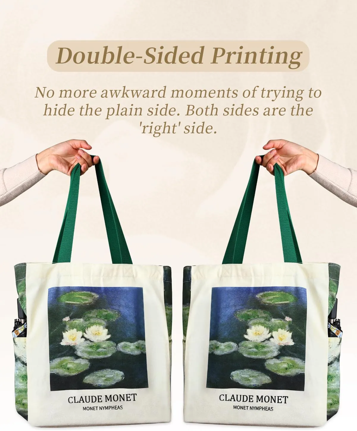 AUSVKAI Cute Canvas Tote Bag for Women, Reusable Designer Bags with Handles Pockets&Snaps for College Beach Everyday Grocery