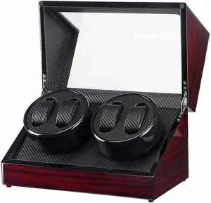 Auto Wooden Watch Winder Storage Box Winder Shaker Case Transparent Cover Wristwatch Box Single Double Head Motor (Color : C)