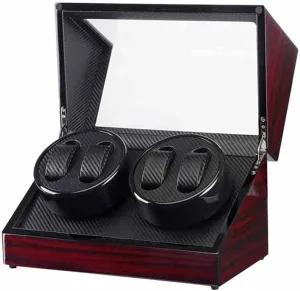 Auto Wooden Watch Winder Storage Box Winder Shaker Case Transparent Cover Wristwatch Box Single,Double Head Motor (Color : B) (C)