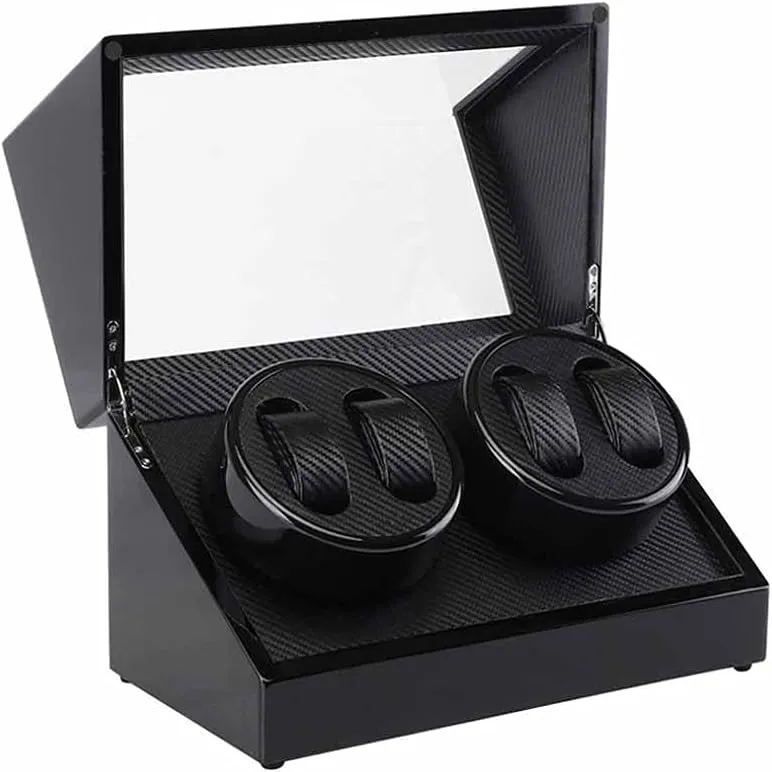 Auto Wooden Watch Winder Storage Box Winder Shaker Case Transparent Cover Wristwatch Box Single,Double Head Motor (Color : E) (E)