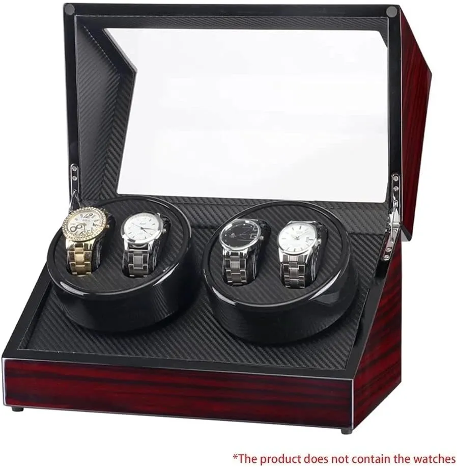Auto Wooden Watch Winder Storage Box Winder Shaker Case Transparent Cover Wristwatch Box Single,Double Head Motor Present