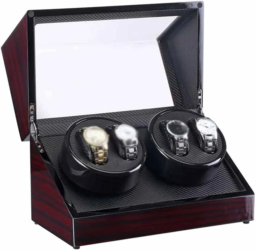 Auto Wooden Watch Winder Storage Box Winder Shaker Case Transparent Cover Wristwatch Box Single,Double Head Motor Present