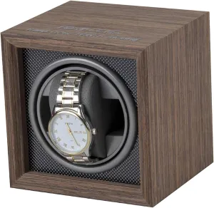 Automatic Single Watch Winder Wooden Self-Winding Mechanical Watch Box Watches Storage Winding Case with Quiet Motor Pu Leather Adjustable Memory Foam Watch Pillows for Men,Walnut Wood Black