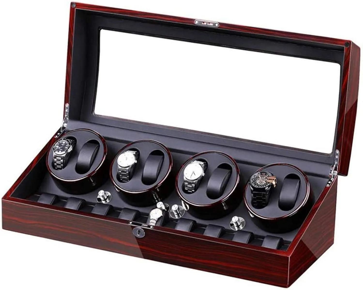 Automatic Watch Winder Box for 8 Watches   9 Storage Light Quiet Motor Large Capacity Wood Shell Piano Paint Exterior Watch Winder Storage Display Box (B A)