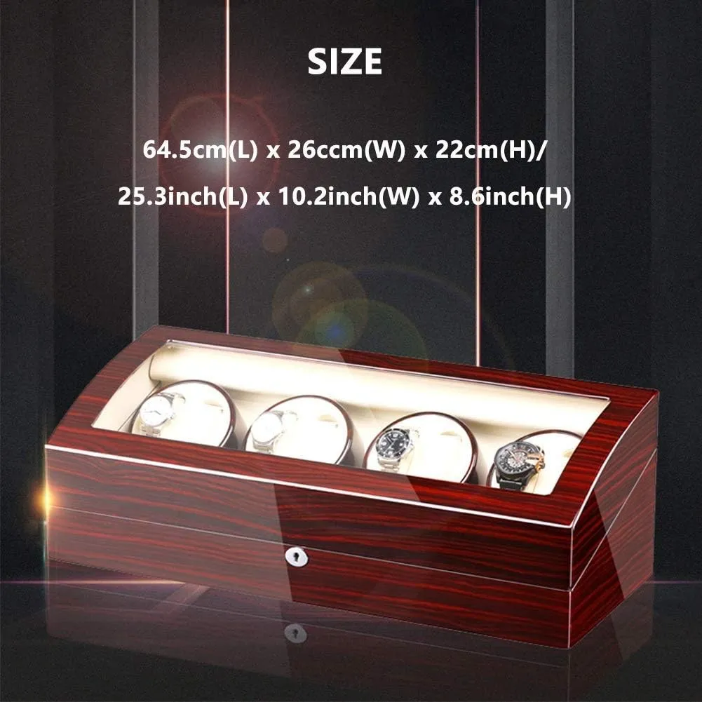 Automatic Watch Winder Box for 8 Watches   9 Storage Light Quiet Motor Large Capacity Wood Shell Piano Paint Exterior Watch Winder Storage Display Box (B A)