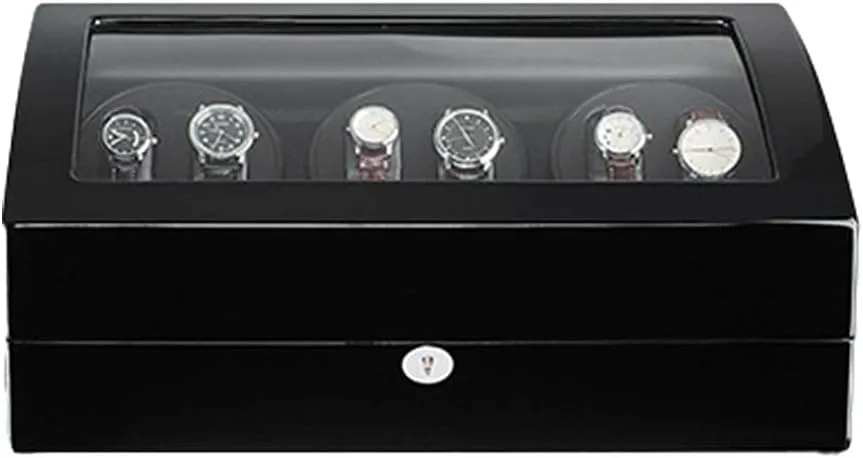 Automatic Watch Winder for 6 Watches   7 Storage Wood Shell Piano Paint Exterior Extremely Silent Motor Large Capacity (B)