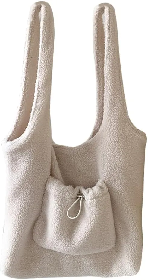 Autumn Winter Casual Furry Faux Lamb Wool Shoulder Bag Large Capacity Luxurious Fleece Plush Handbag Purse for Women