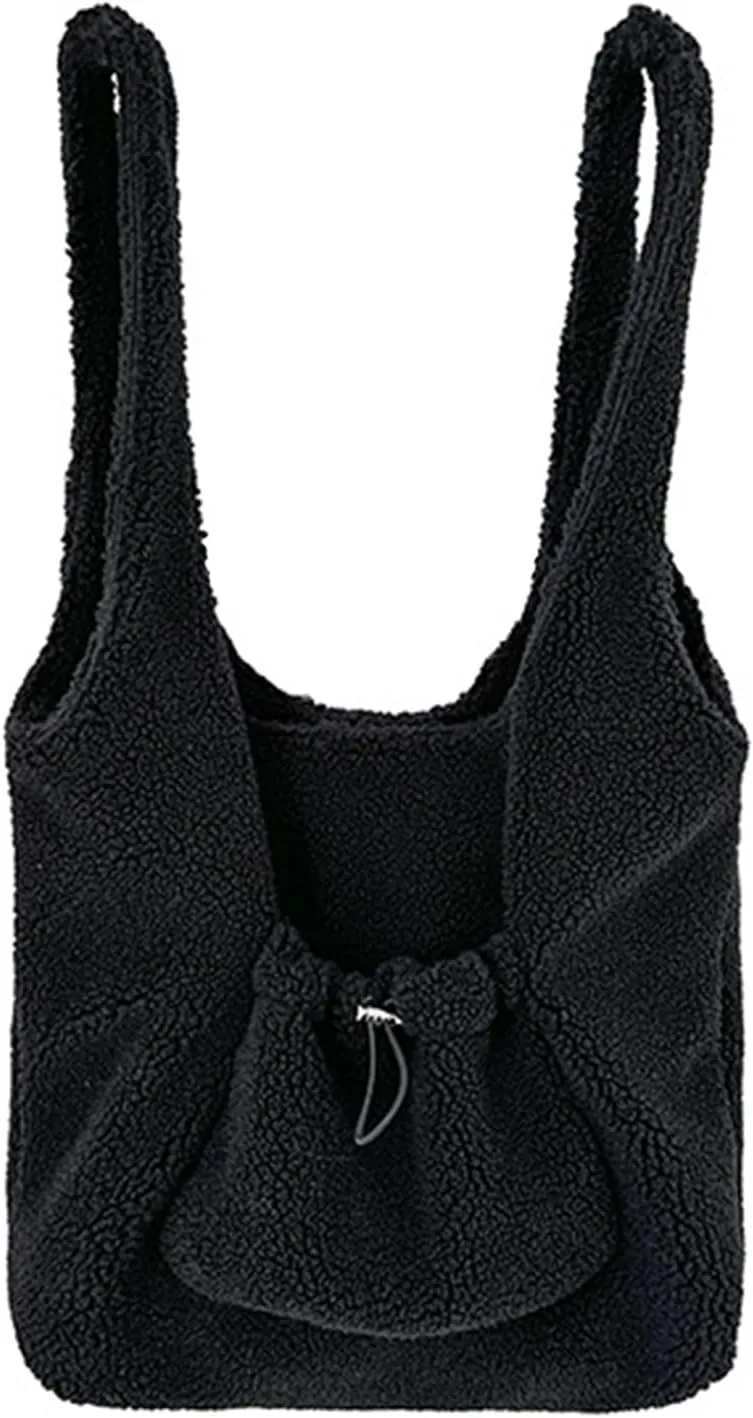 Autumn Winter Casual Furry Faux Lamb Wool Shoulder Bag Large Capacity Luxurious Fleece Plush Handbag Purse for Women