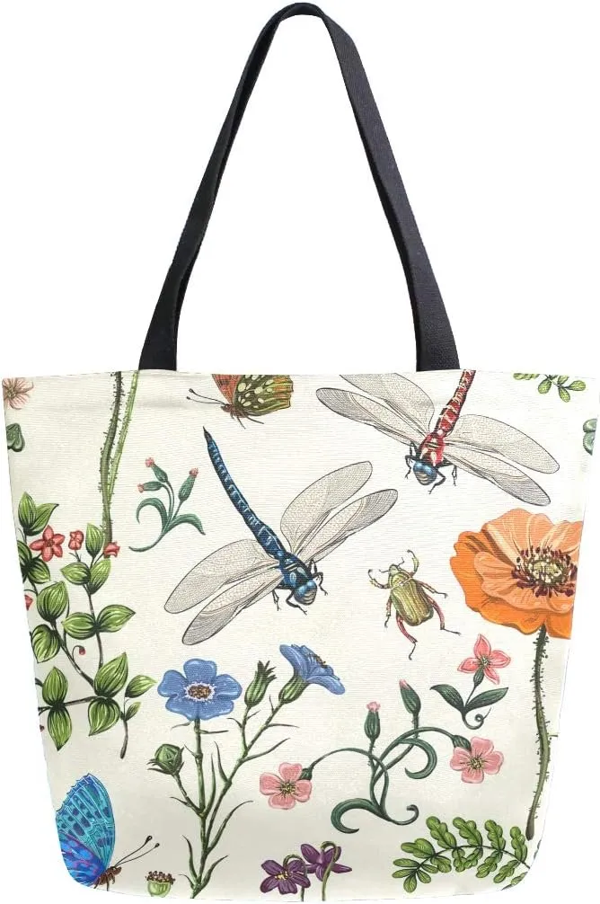 AUUXVA Large Canvas Handbag Canvas Tote Bags Purse Shoulder Shopping Bag with Zipper Pouch