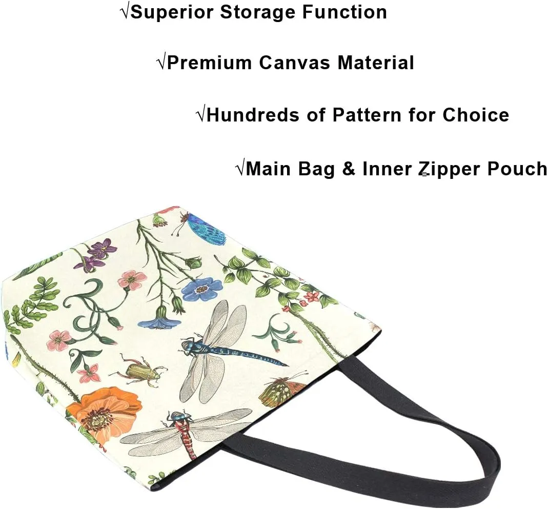 AUUXVA Large Canvas Handbag Canvas Tote Bags Purse Shoulder Shopping Bag with Zipper Pouch