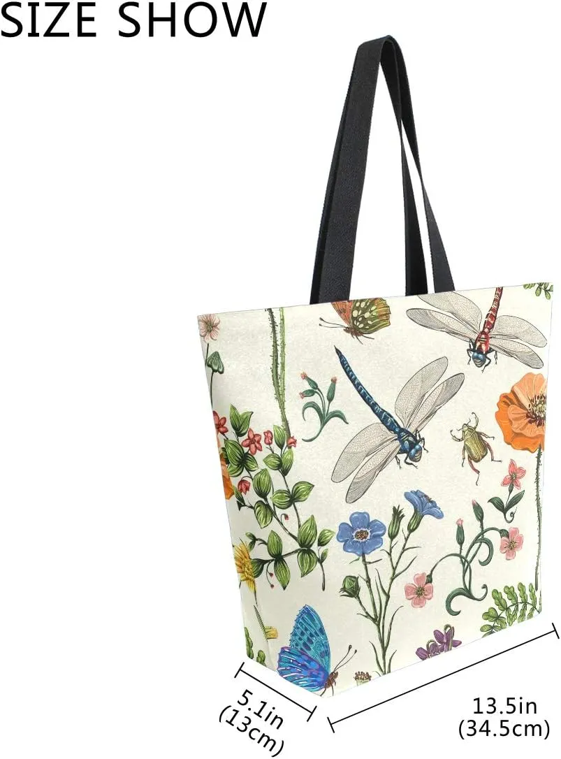 AUUXVA Large Canvas Handbag Canvas Tote Bags Purse Shoulder Shopping Bag with Zipper Pouch