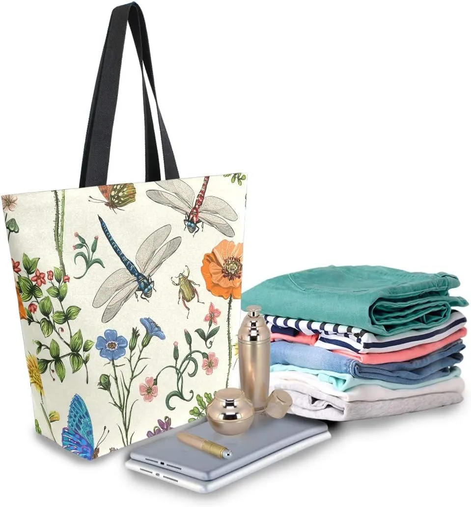 AUUXVA Large Canvas Handbag Canvas Tote Bags Purse Shoulder Shopping Bag with Zipper Pouch