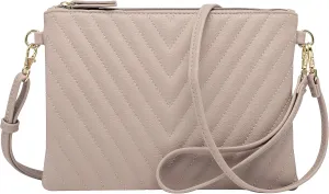 B BRENTANO Chevron Embroidered Crossbody Clutch Bag Pouch with Removable Wristlet & Adjustable Shoulder Strap