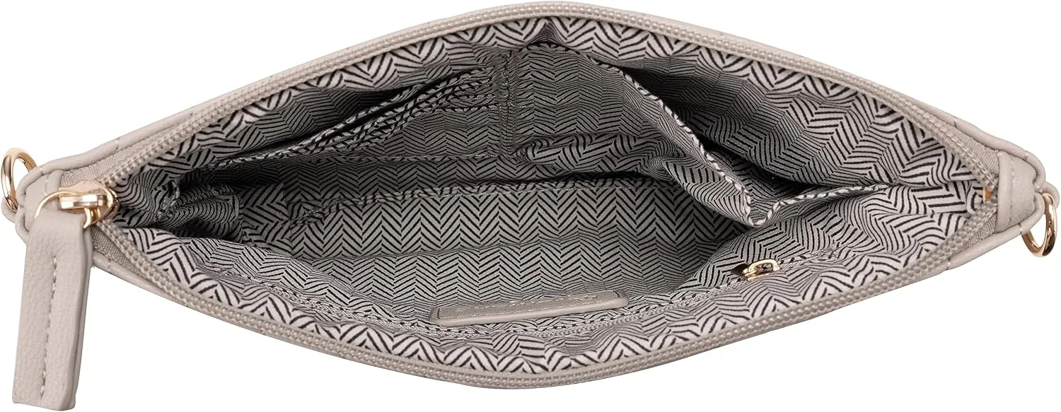 B BRENTANO Chevron Embroidered Crossbody Clutch Bag Pouch with Removable Wristlet & Adjustable Shoulder Strap