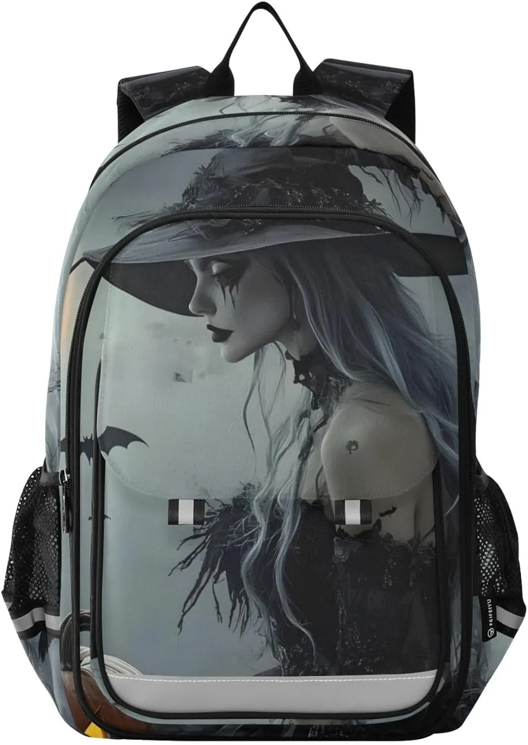 Backpack Myth Witch Crow Moon Travel Laptop Daypack Shoulder Bag Book Bag Daypack with Reflective Strip 12.9 ×17.7 In