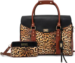 Badgley Mischka Leopard Weekender Tote Bag for Travel, Carry-On Animal Print Tote Bag