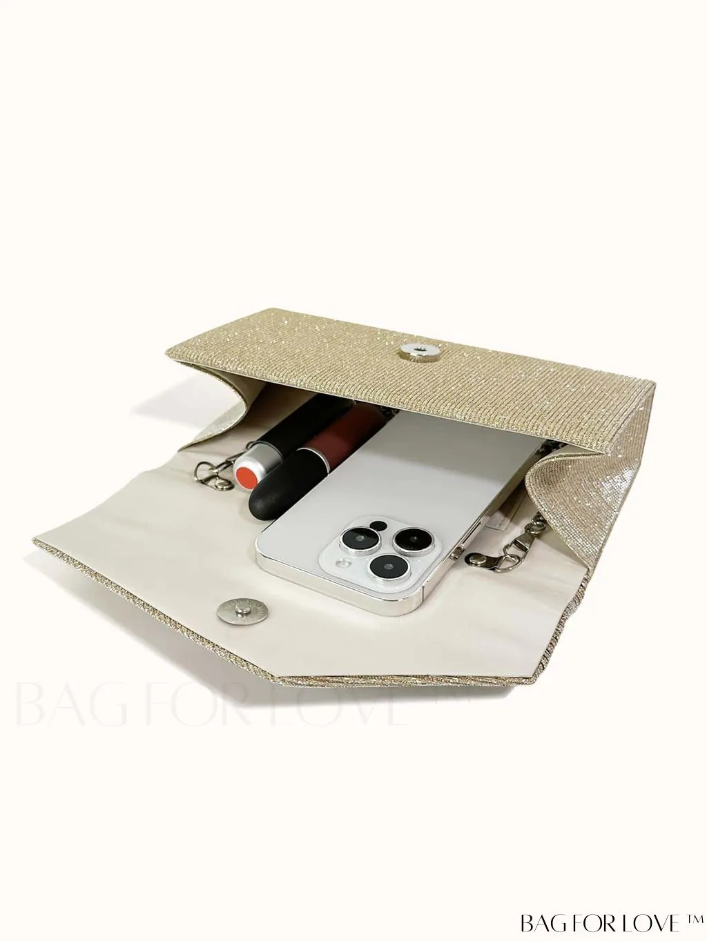 BagForLove - Compact Glitter Envelope Bag with Elegant Pleated Accent
