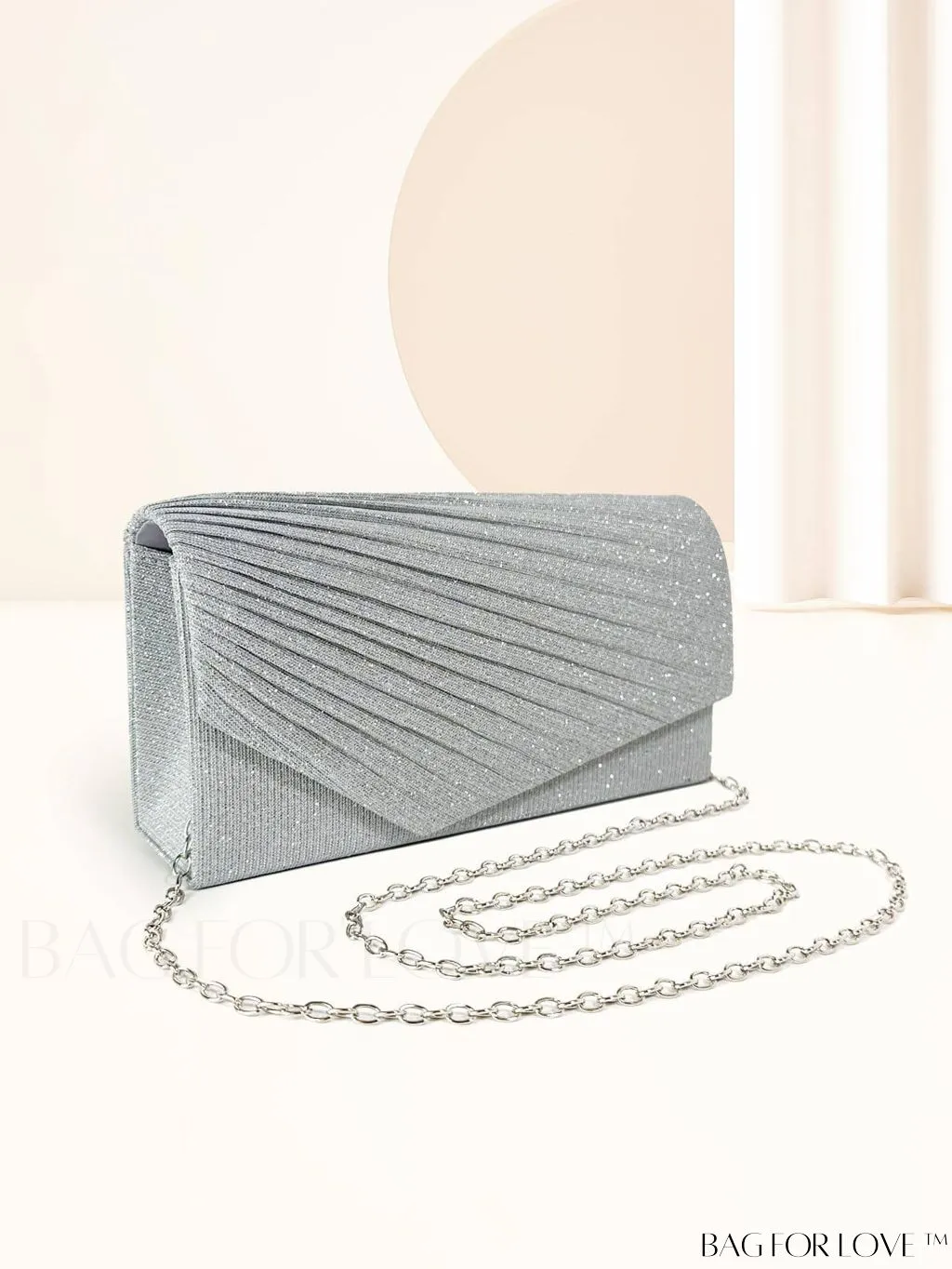 BagForLove - Compact Glitter Envelope Bag with Elegant Pleated Accent