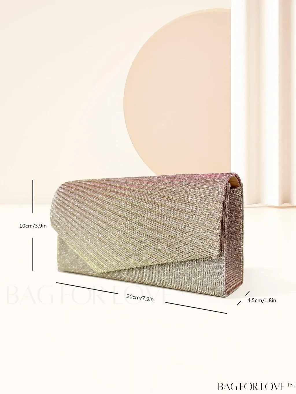BagForLove - Compact Glitter Envelope Bag with Elegant Pleated Accent