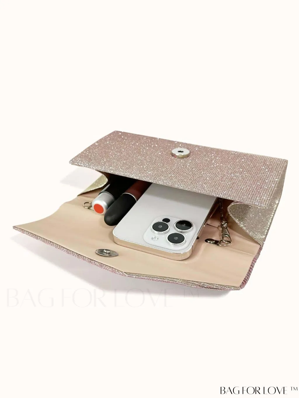 BagForLove - Compact Glitter Envelope Bag with Elegant Pleated Accent