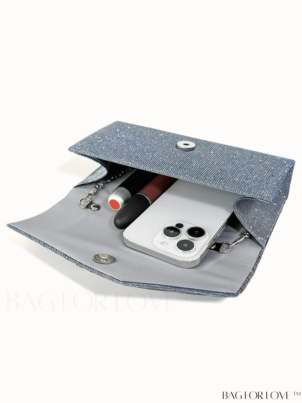 BagForLove - Compact Glitter Envelope Bag with Elegant Pleated Accent