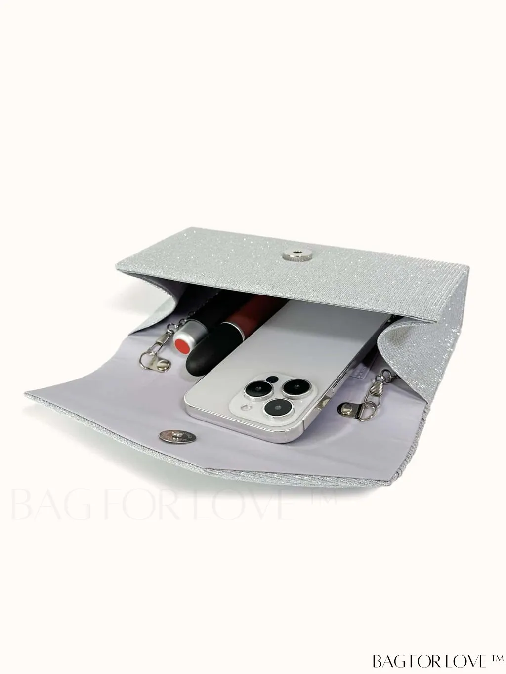 BagForLove - Compact Glitter Envelope Bag with Elegant Pleated Accent